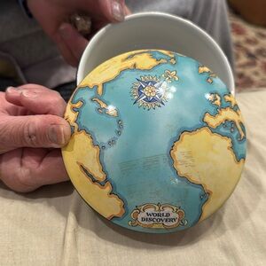 Tauck world discovery x Tiffany & Co bowl with lid. 5” diameter x 2.5” tall.
